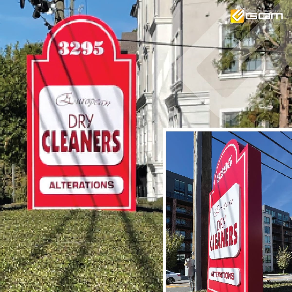 European Cleaners — Monument Sign